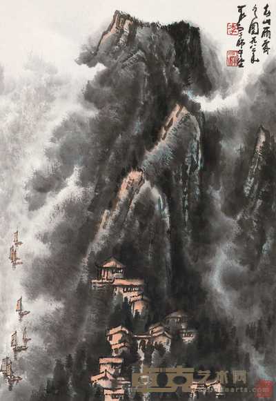 李可染 1982年作 春山雨霁 镜心 68×47cm